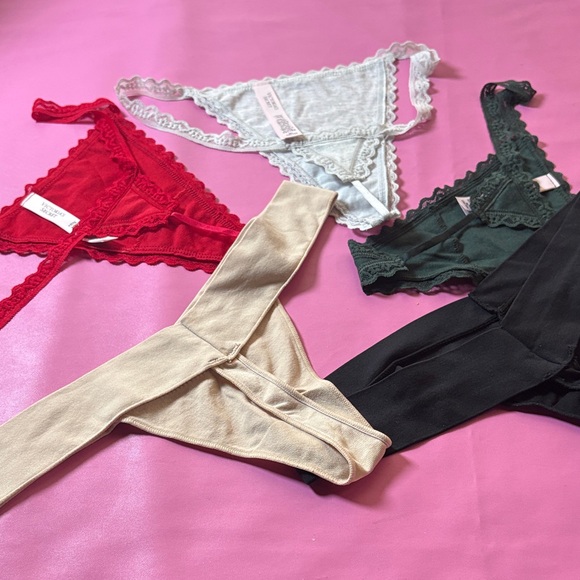 Victoria's Secret Lace Thong Collection in Red, Gray, Green, and Black - Picture 2 of 4